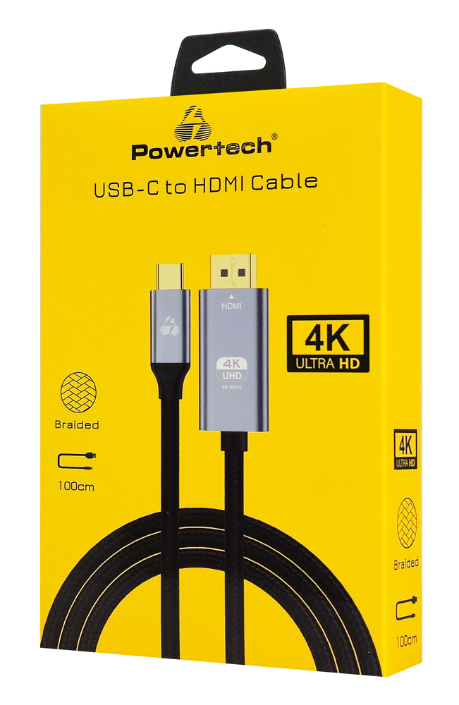 POWERTECH καλώδιο USB-C σε HDMI PTR-0171, 4K/60Hz, 10.2 Gbps, 1m, μαύρο - Image 2