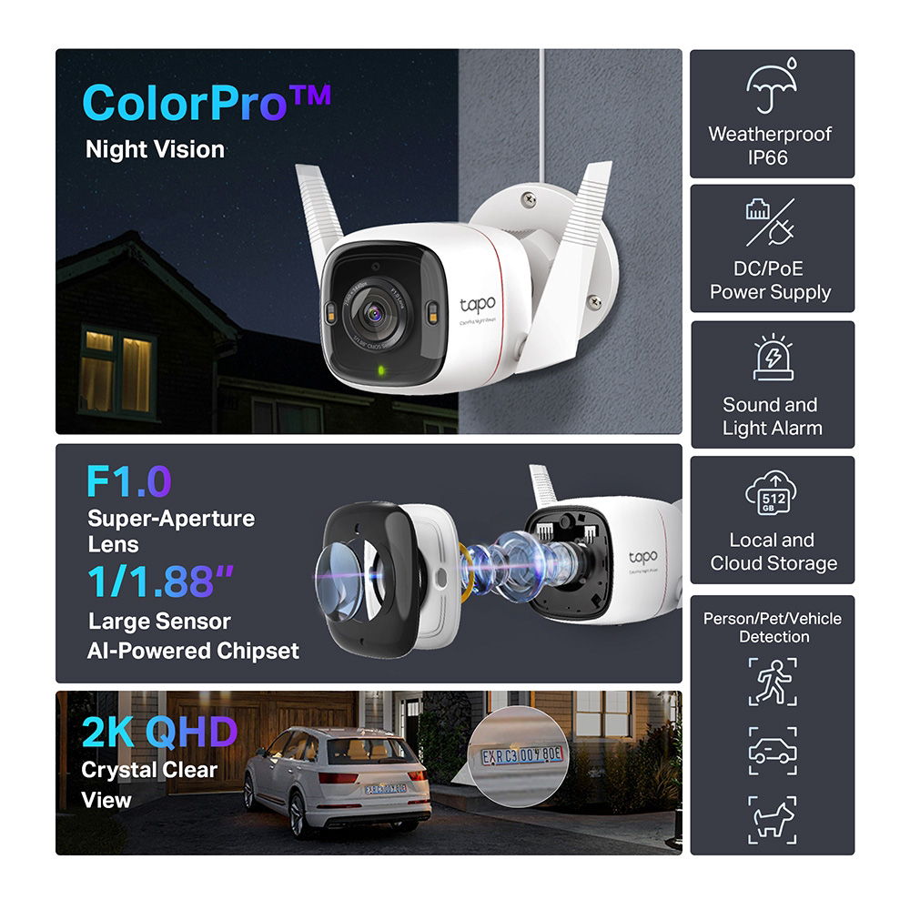 TP-LINK smart κάμερα Tapo C325WB, 2K, WiFi, IP66, V2.0 - Image 2