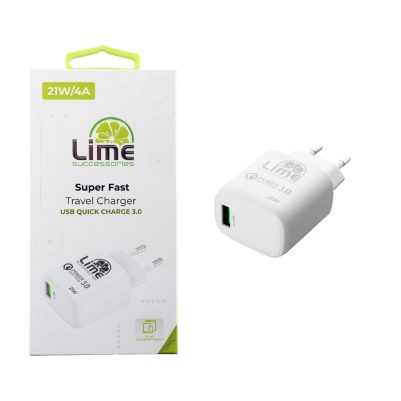 LIME USB 3.0 PD SUPER FAST TRAVEL QC 3.0 LTU22 21W 4000mA WHITE