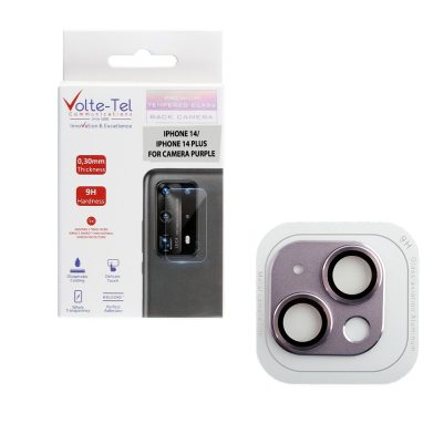 VOLTE-TEL CAMERA GLASS COVER IPHONE 14 6.1"/14 PLUS 6.7" 9H 0.30MM 3D ALUMINIUM-ELECTROPLATING FRAME PURPLE