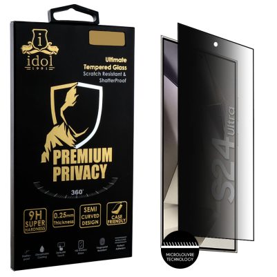IDOL 1991 TEMPERED GLASS SAMSUNG S24 ULTRA 5G 6.8" 9H 0.25mm PREMIUM PRIVACY ANTISPY SEMI CURVED FULL GLUE BLACK