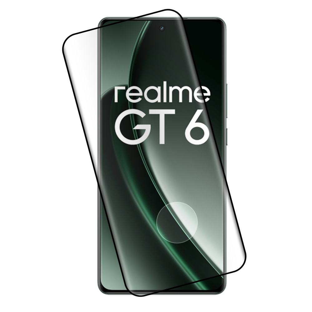 IDOL 1991 TEMPERED GLASS REALME GT 6/6T 5G 6.78" 9H 0.30mm GLAMOUR FULL COVER 3D EDGE GLUE FINGER UNLOCK BLACK