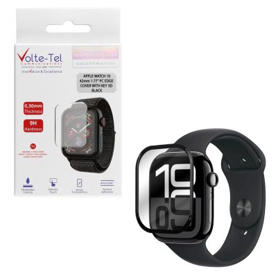VOLTE-TEL TEMPERED GLASS APPLE WATCH 10/ WATCH 11 46mm 1.96" 9H 0.30mm 3D EDGE 1.96" 0.30mm FULL GLUE FULL COVER BLACK