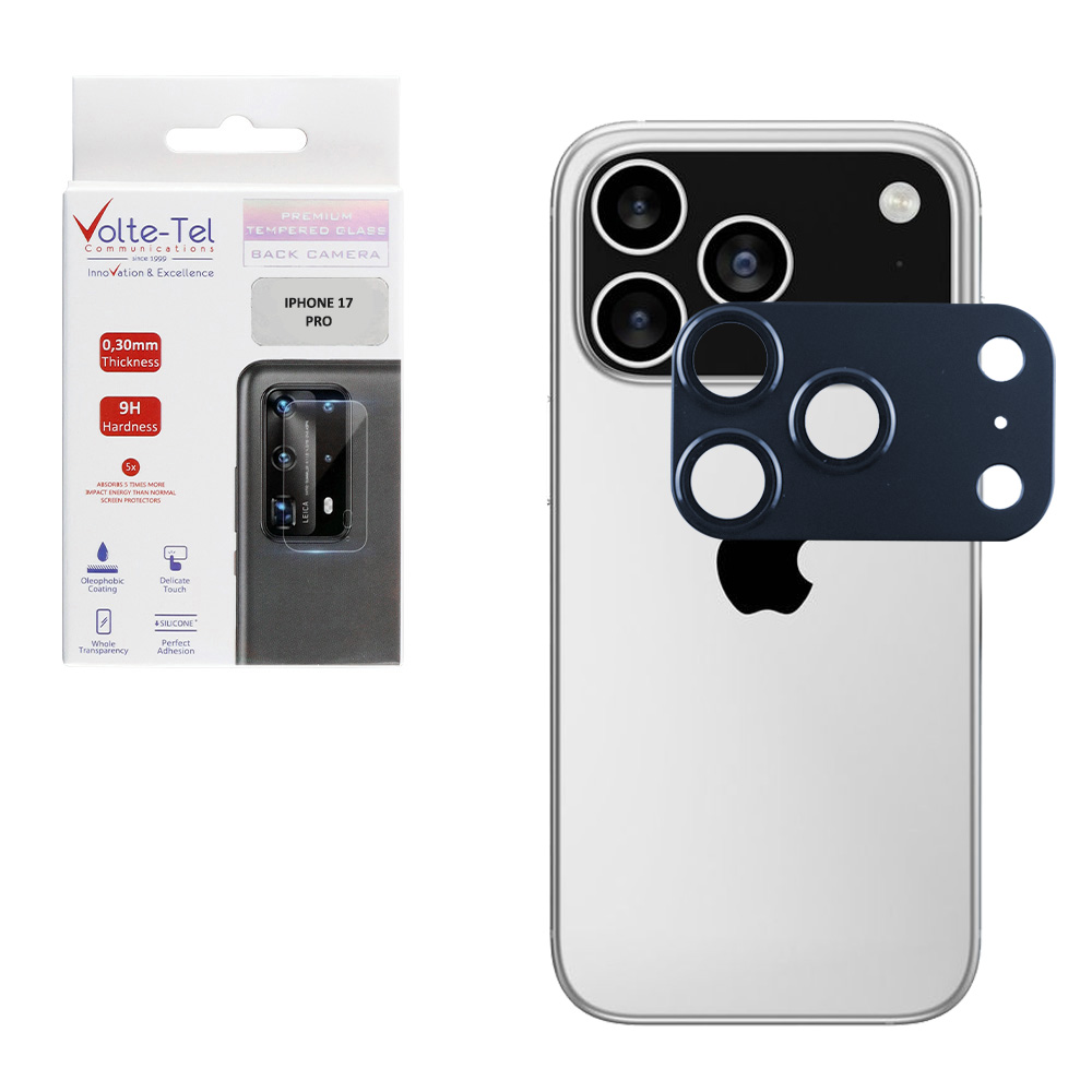 VOLTE-TEL CAMERA GLASS COVER IPHONE 17 PRO 6.3" 9H 0.30MM 3D AR ALUMINIUM-ELECTROPLATING FRAME BLUE