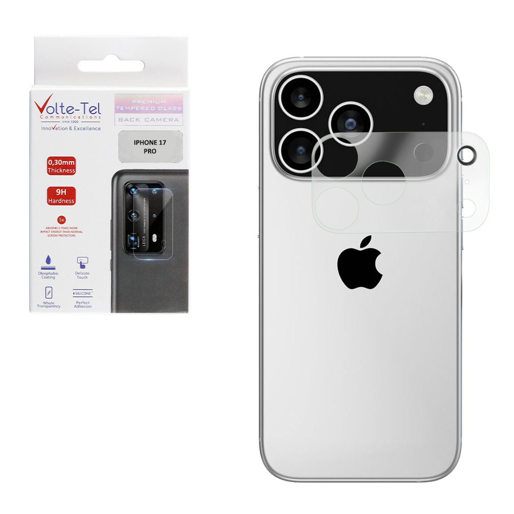 VOLTE-TEL TEMPERED GLASS IPHONE 17 PRO 6.3" 9H 0.25mm 3D CURVED FOR CAMERA TRANSPARENT