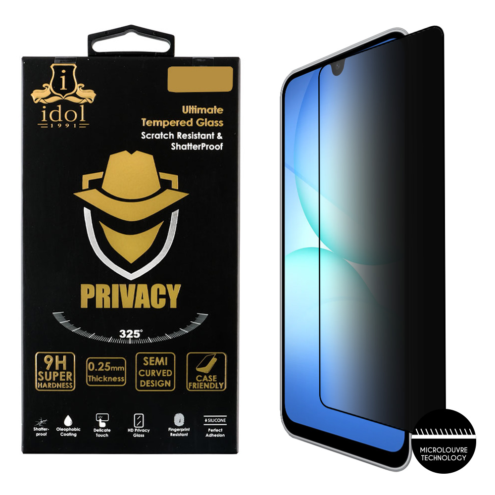 IDOL 1991 TEMPERED GLASS SAMSUNG A17 4G A175/A17 5G A176/M17 5G M176 6.7" 9H 0.25mm PRIVACY ANTISPY SEMI CURVED FULL GLUE BLACK