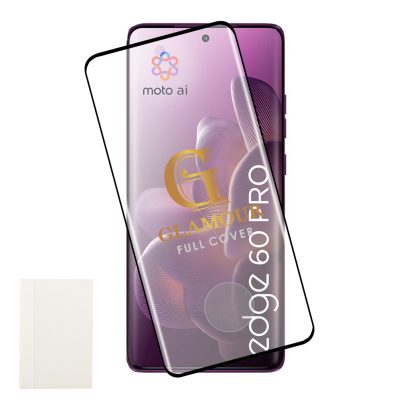 IDOL 1991 TEMPERED GLASS MOTOROLA EDGE 60 PRO 5G 6.7" 9H 0.30mm GLAMOUR FULL COVER 3D FULL GLUE FINGERUNLOCK BLACK+SQUEEZY CARD