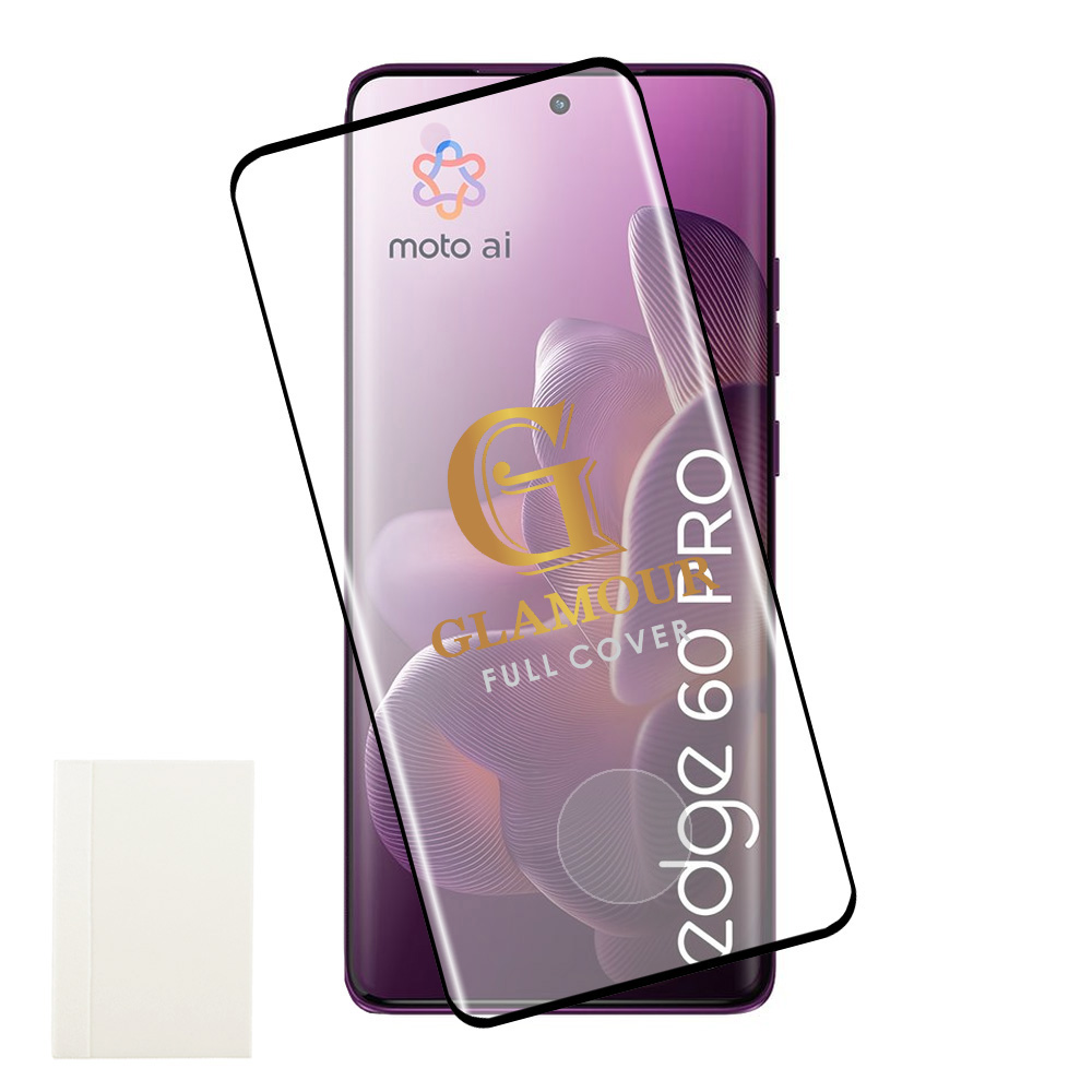 IDOL 1991 TEMPERED GLASS MOTOROLA EDGE 60 PRO 5G 6.7" 9H 0.30mm GLAMOUR FULL COVER 3D FULL GLUE FINGERUNLOCK BLACK+SQUEEZY CARD
