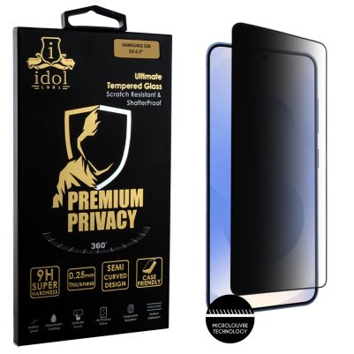 IDOL 1991 TEMPERED GLASS SAMSUNG S26 5G 6.3" 9H 0.25mm PREMIUM PRIVACY ANTISPY SEMI CURVED FINGER UNLOCK FULL GLUE BLACK