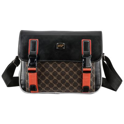 NSP N109 DUBAI ΤΣΑΝΤΑΚΙ CROSSBODY ΜΕ ΘΗΚΗ TABLET 11"/8L ΔΕΡΜΑΤΙΝΟ BLACK WITH BROWN