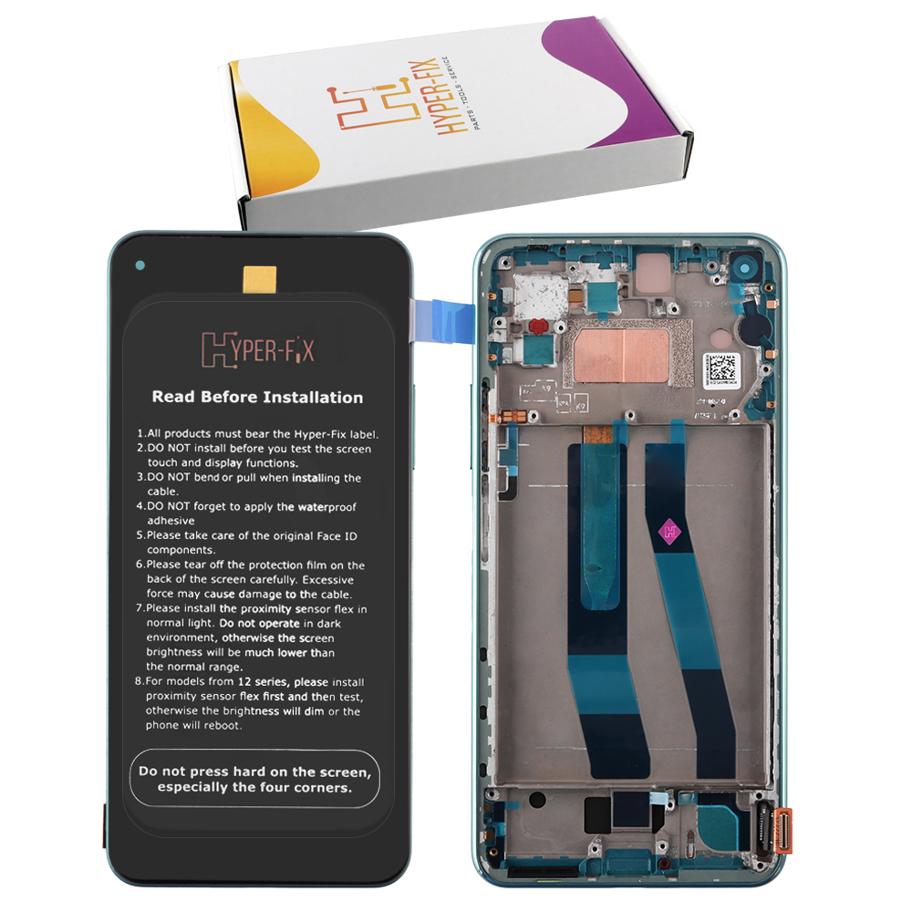 XIAOMI MI 11 LITE 5G/MI 11 LITE 4G/11 LITE 5G NE ΟΘΟΝΗ + TOUCH SCREEN + LENS + FRAME HF-56000H00K900 GREEN HYPER-FIX SERVICE PAC