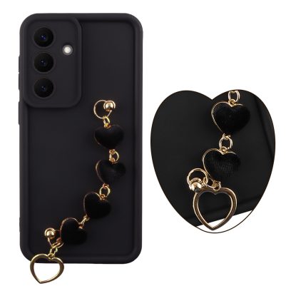VOLTE-TEL ΘΗΚΗ SAMSUNG S26 PLUS 5G 6.7" SILICON TPU WITH STRAP FULL CAMERA PROTECTION BLACK WITH BLACK HEARTS
