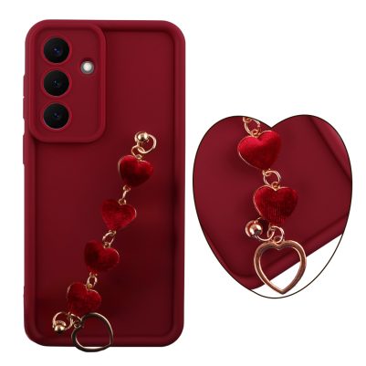 VOLTE-TEL ΘΗΚΗ SAMSUNG S26 PLUS 5G 6.7" SILICON TPU WITH STRAP FULL CAMERA PROTECTION BURGUNDY WITH RED HEARTS