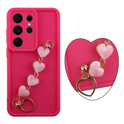 VOLTE-TEL ΘΗΚΗ SAMSUNG S26 ULTRA 5G 6.9" SILICON TPU WITH STRAP FULL CAMERA PROTECTION PINK WITH PINK HEARTS
