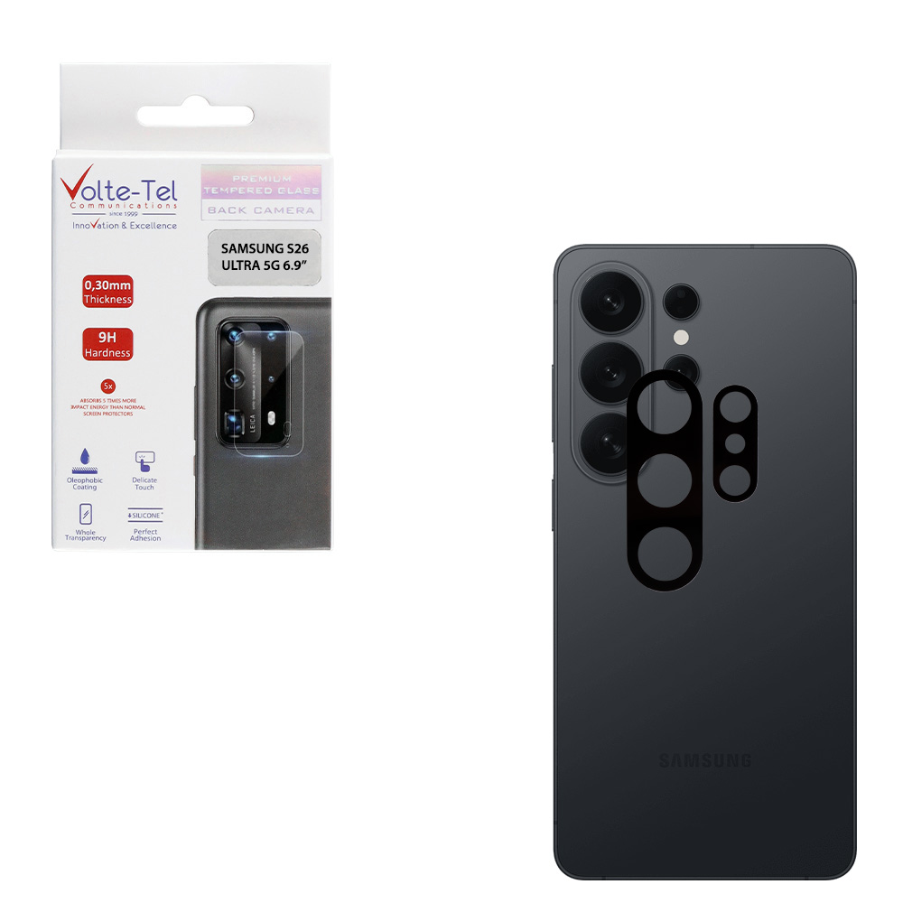 VOLTE-TEL TEMPERED GLASS SAMSUNG S26 ULTRA 5G 6.9" 9H 0.25mm 3D CURVED FOR CAMERA BLACK