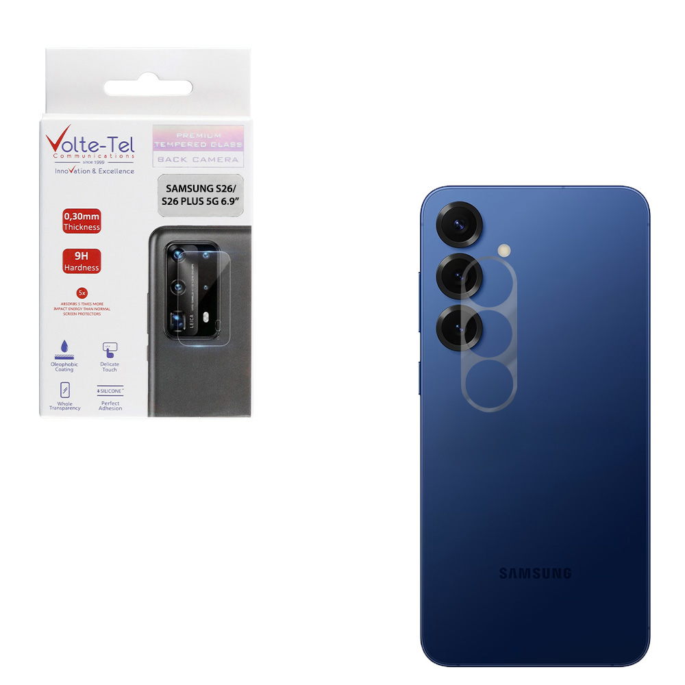 VOLTE-TEL TEMPERED GLASS SAMSUNG S26 5G/S26 PLUS 5G 6.3" 9H 0.25mm 3D CURVED FOR CAMERA TRANSPARENT