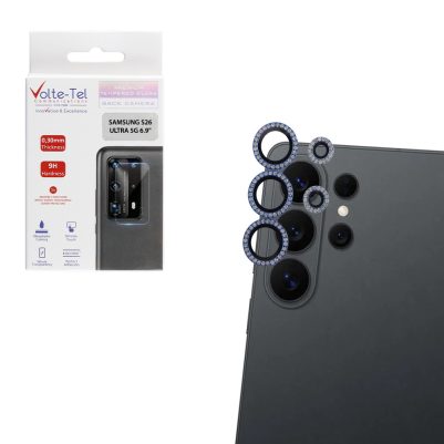 VOLTE-TEL CAMERA GLASS COVER SAMSUNG S26 ULTRA 5G 6.9" 9H 0.33MM EASY APPLICATION WITH STRASS NAVY BLUE