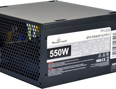 Powertech 550W Μαύρο Τροφοδοτικό Υπολογιστή Full Wired PT-1102