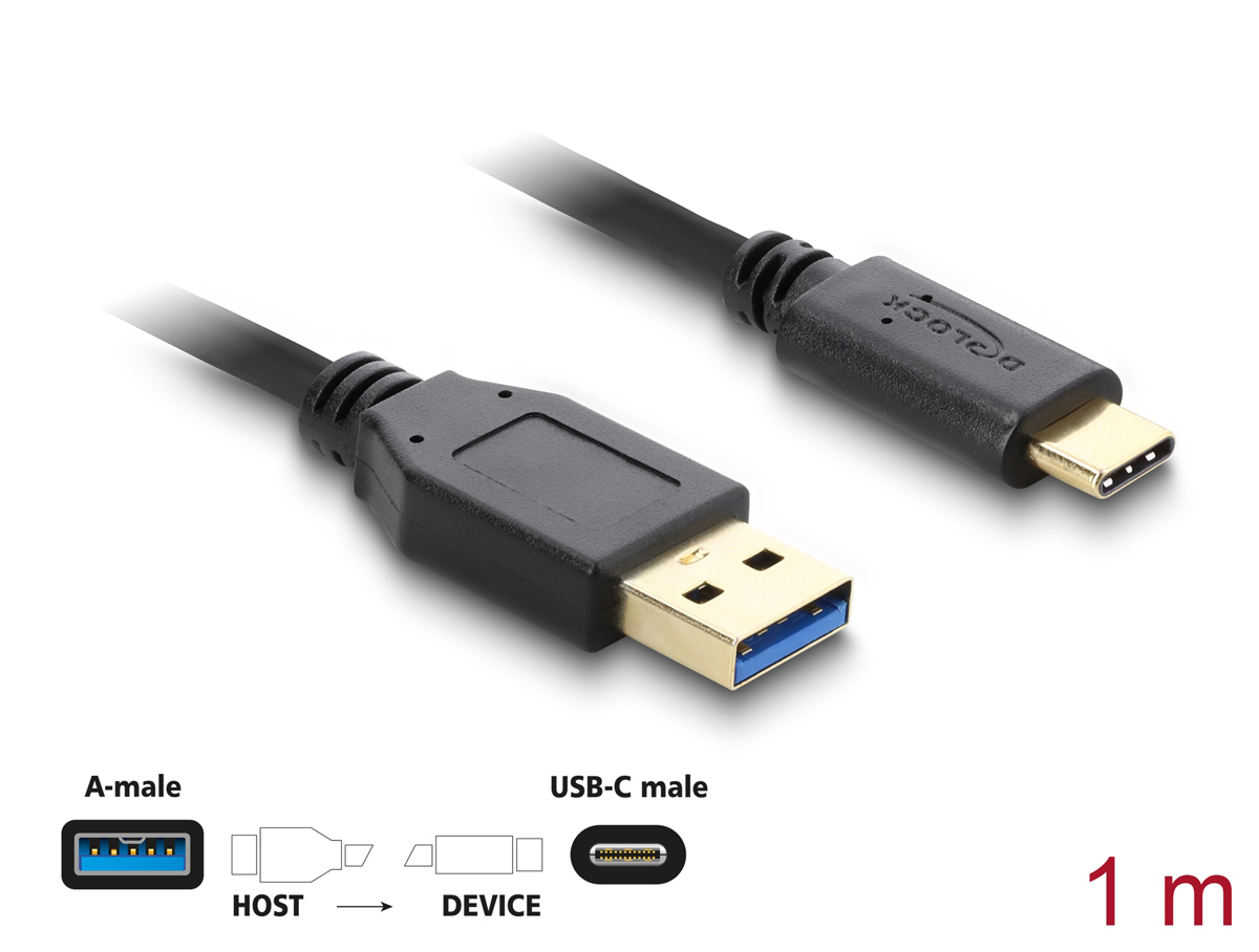 DELOCK καλώδιο USB-C σε USB 83870, 10Gbps, 1m, μαύρο - Image 2