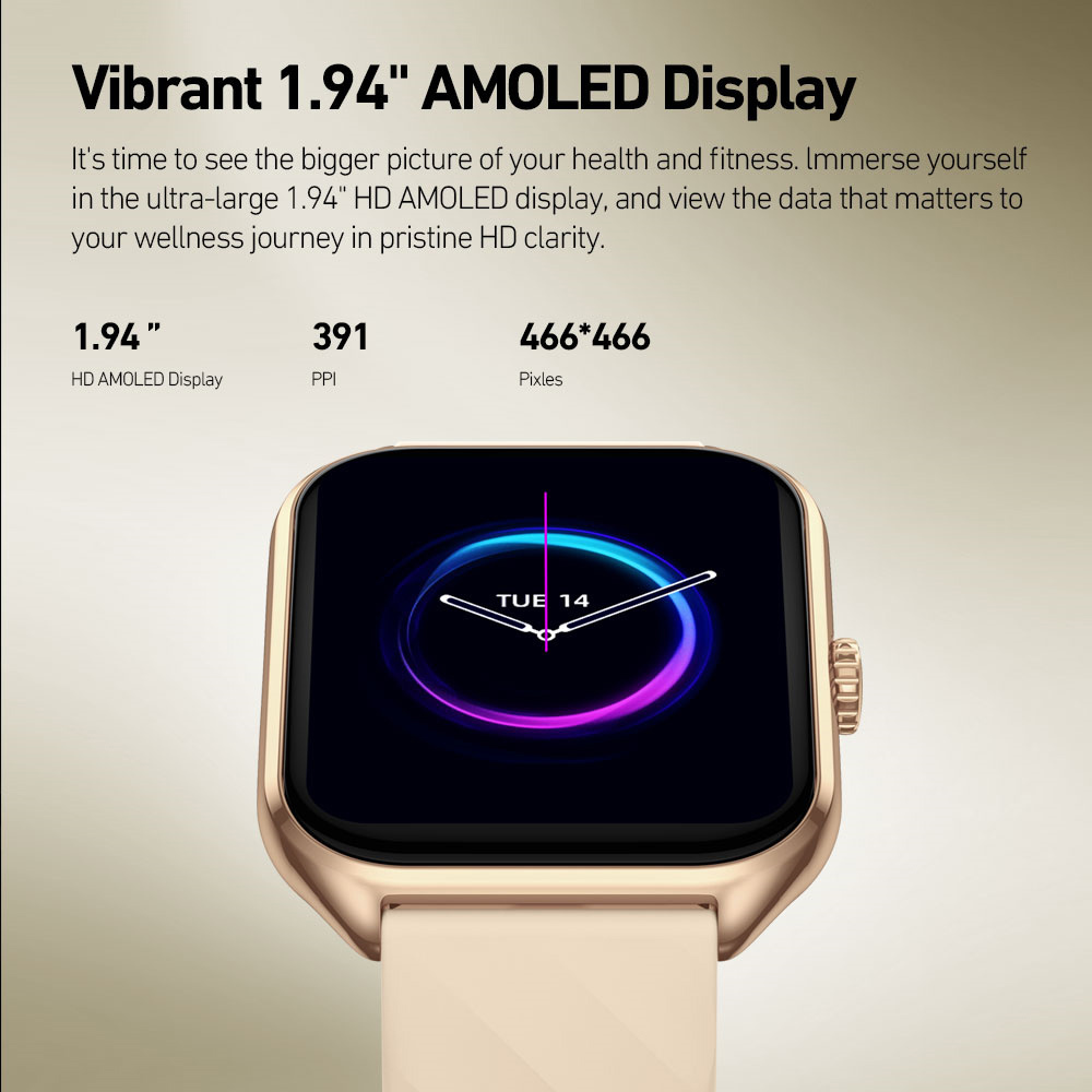 ZEBLAZE smartwatch GTS 4, heart rate, 1.94" AMOLED, IP68, μαύρο - Image 3