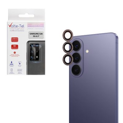 VOLTE-TEL CAMERA GLASS COVER SAMSUNG S26 5G 6.3" 9H 0.33MM EASY APPLICATION WITH STRASS BLACK
