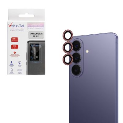 VOLTE-TEL CAMERA GLASS COVER SAMSUNG S26 5G 6.3" 9H 0.33MM EASY APPLICATION WITH STRASS RED