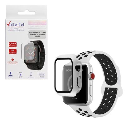 VOLTE-TEL TEMPERED GLASS APPLE WATCH 44mm 1.78" 9H 0.30mm PC EDGE COVER WITH KEY 3D FULL GLUE FULL COVER WHITE