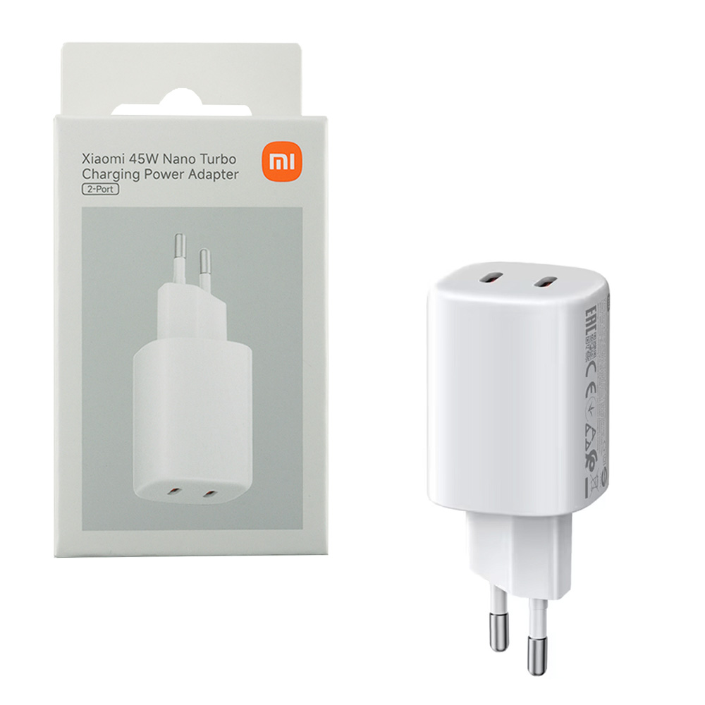 TRAVEL XIAOMI BHR087OEU NANO TURBO USB-C X2 15V/3A 20V/2.25A 45W WHITE PACKING OR