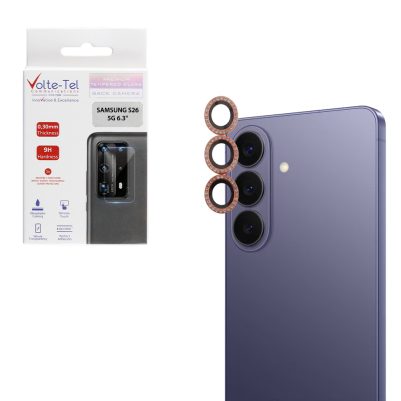 VOLTE-TEL CAMERA GLASS COVER SAMSUNG S26 5G 6.3" 9H 0.33MM EASY APPLICATION WITH STRASS ORANGE
