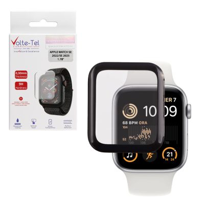 VOLTE-TEL TEMPERED PLEXI GLASS APPLE WATCH SE 2022/SE 2025 40mm 1.78" 3D EDGE 0.30mm FULL GLUE FULL COVER BLACK