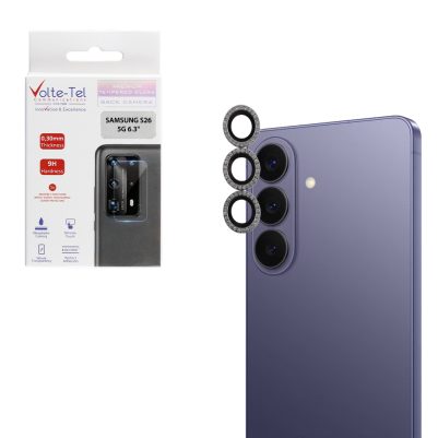 VOLTE-TEL CAMERA GLASS COVER SAMSUNG S26 5G 6.3" 9H 0.33MM EASY APPLICATION WITH STRASS SILVER