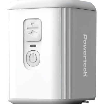 POWERTECH μίνι τρόμπα PT-1553 με φακό, 5W, επαναφορτιζόμενη, λευκή