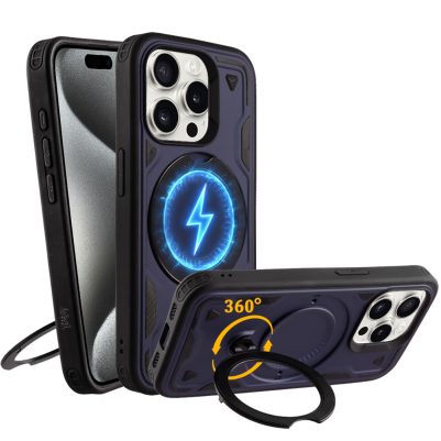 IDOL 1991 ΘΗΚΗ IPHONE 15 PRO 6.1" ARMOR TPU HYPER MAGSAFE STAND CAMERA GUARD BLUE