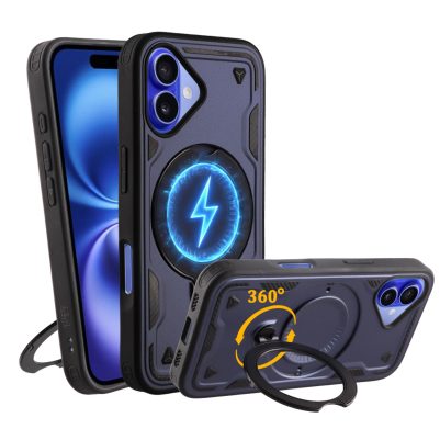 IDOL 1991 ΘΗΚΗ IPHONE 16 6.1" ARMOR TPU HYPER MAGSAFE STAND CAMERA GUARD BLUE