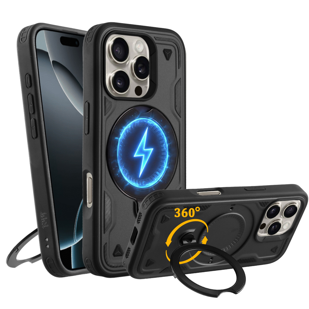 IDOL 1991 ΘΗΚΗ IPHONE 16 PRO 6.3" ARMOR TPU HYPER MAGSAFE STAND CAMERA GUARD BLACK