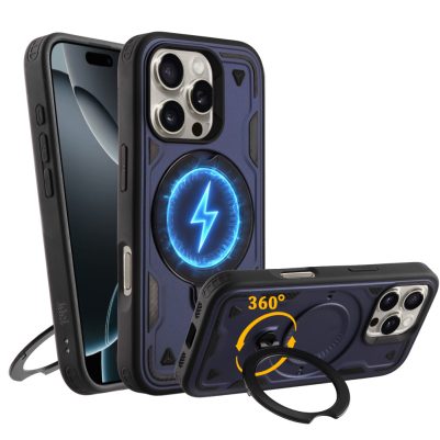 IDOL 1991 ΘΗΚΗ IPHONE 16 PRO 6.3" ARMOR TPU HYPER MAGSAFE STAND CAMERA GUARD BLUE