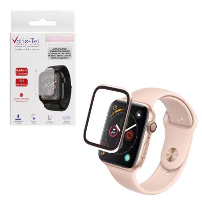 VOLTE-TEL TEMPERED GLASS APPLE WATCH 4/5/6/SE 40mm 3D CURVED ALUMINIUM 1.57" 0.30mm FULL COVER & INSTALLATION TOOL STARL