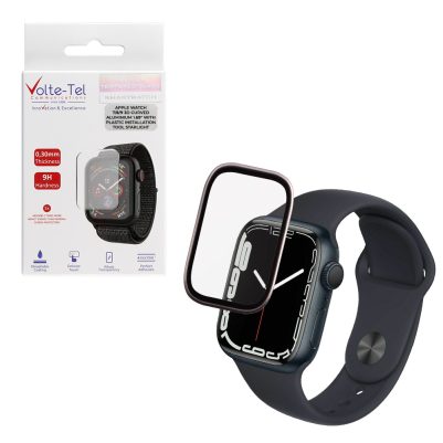 VOLTE-TEL TEMPERED GLASS APPLE WATCH 7/8/9 41mm 3D CURVED ALUMINIUM 1.69" 0.30mm FULL COVER & INSTALLATION TOOL STARL