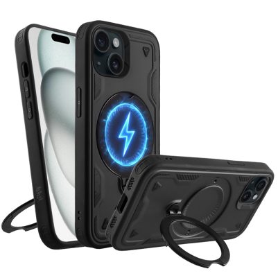 IDOL 1991 ΘΗΚΗ IPHONE 15 6.1" ARMOR TPU HYPER MAGSAFE STAND CAMERA GUARD BLACK