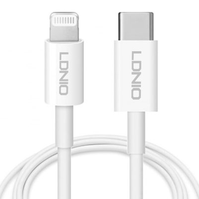 LDNIO καλώδιο Lightning σε USB-C MFi01, MFi, 30W, 480Mbps, 1m, λευκό