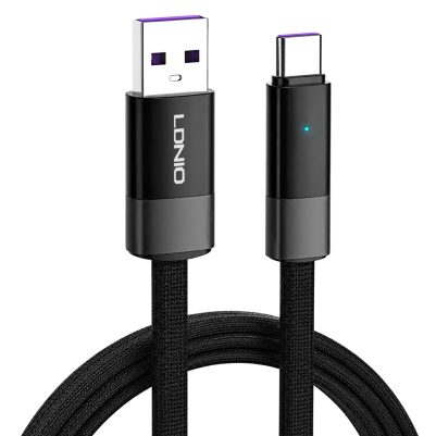 LDNIO καλώδιο USB-C σε USB LS241Q, flat, 100W, 480Mbps, 1m, μαύρο