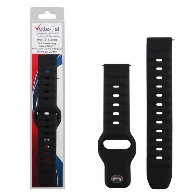 VOLTE-TEL VT116 ΛΟΥΡΑΚΙ ΡΟΛΟΓΙΟΥ ΣΙΛΙΚΟΝΗΣ RUGGED SPORT UNIVERSAL 20mm (SAMSUNG WATCH 6/5/4) BLACK