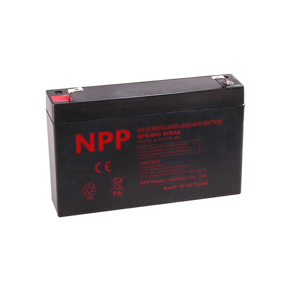 NPP ΜΠΑΤΑΡΙΕΣ ΜΟΛΥΒΔΟΥ 6V 8Ah (151X34X94) ΑΚΡΟΔΕΚΤΗΣ T2/F2 6,35mm