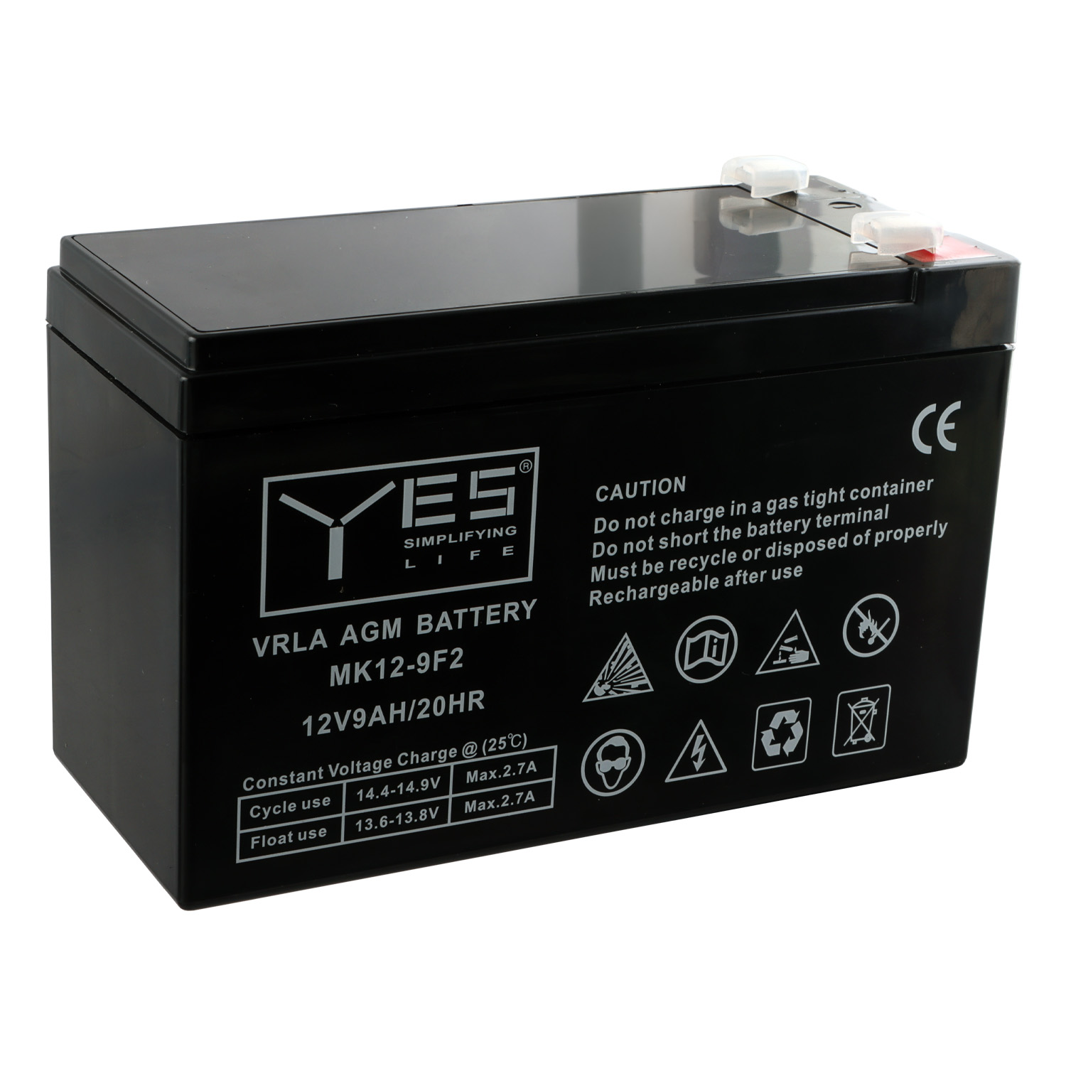 YES ΜΠΑΤΑΡΙΕΣ ΜΟΛΥΒΔΟΥ 12V 9.0Ah/20Hr (151X65X94mm) ΑΚΡΟΔΕΚΤΗΣ T2/F2 6,35mm