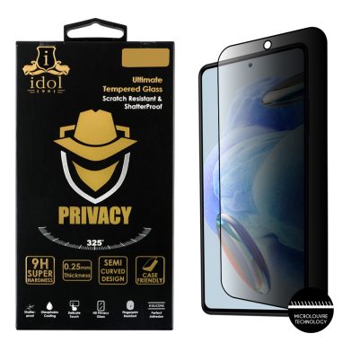 IDOL 1991 PRIVACY ANTISPY TEMPERED GLASS XIAOMI REDMI NOTE 12 PRO 4G 6.67in 9H 0.25mm SEMI CURVED FULL GLUE BLACK