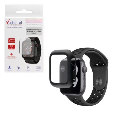 VOLTE-TEL PC EDGE COVER TEMPERED GLASS APPLE WATCH 44mm 1.78in 9H 0.30mm WITH KEY 3D FULL GLUE FULL COVER BLACK