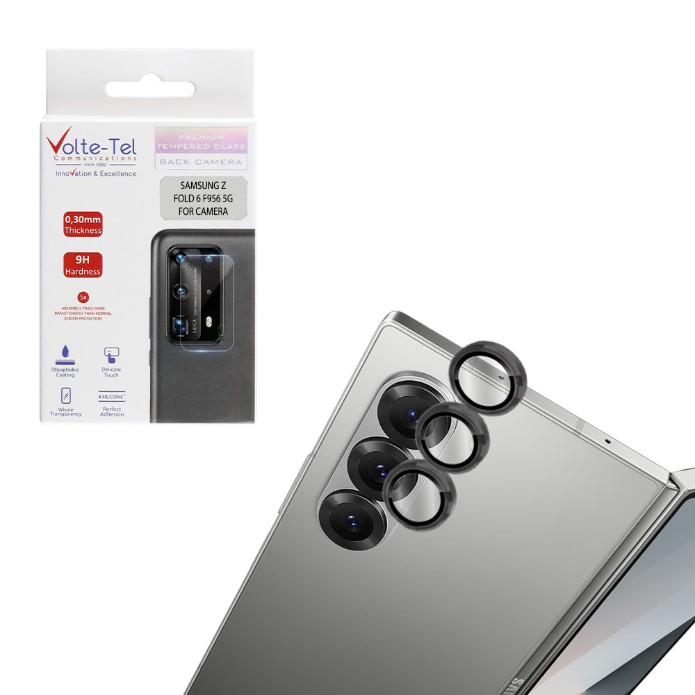 VOLTE-TEL CAMERA GLASS COVER SAMSUNG Z FOLD 6 F956 5G 7.6in 9H 0.30MM EASY APPLICATION BLACK
