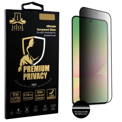IDOL 1991 PREMIUM PRIVACY ANTISPY TEMPERED GLASS SAMSUNG A56 5G A566 6.7in 9H 0.25mm SEMI CURVED FULL GLUE BLACK