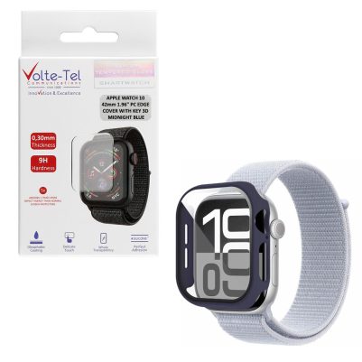 VOLTE-TEL PC EDGE COVER TEMPERED GLASS APPLE WATCH 10/ WATCH 11 42mm 1.77in 9H 0.30mm WITH KEY 3D FULL GLUE FULL COVER MIDNIGHT
