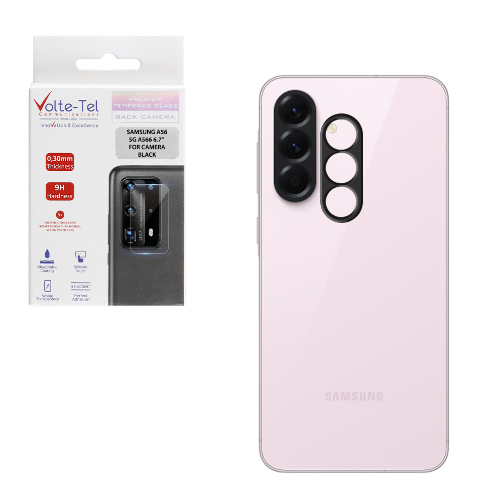 VOLTE-TEL CAMERA GLASS SAMSUNG A56 5G A566 6.7in 9H 0.25mm 3D CURVED BLACK